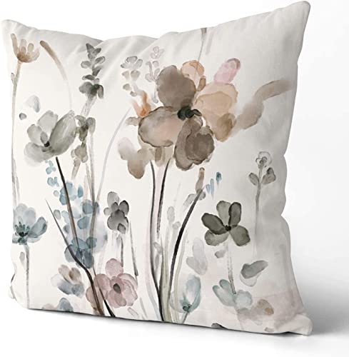 Qesonoo 18x18 Inch Set of 2 Flower Velvet Throw Pillow Covers - Modern Decorative Square Cushion Cases for Sofa Bed Couch Bedroom Living Room Car