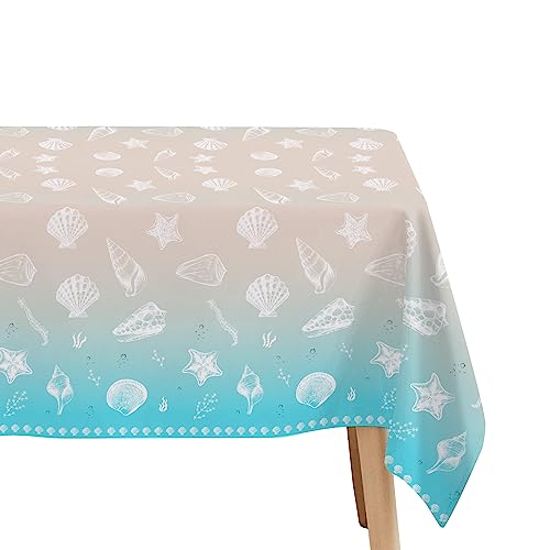 Beach Seashell Party Tablecloths, Disposable Ocean Theme Table Covers, 3 Pack