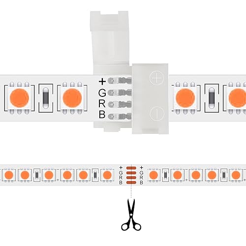 10mm 4-Pin LED Strip Connectors for RGB 5050 Light Strips - 12 Pack