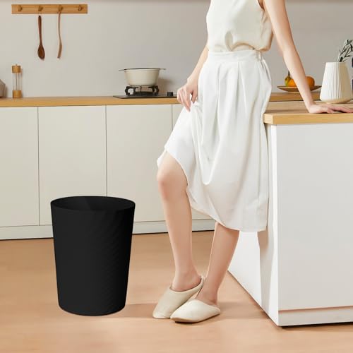 TEIUKAX 1.8 Gallon Small Black Trash Can for Bathroom Kitchen Office