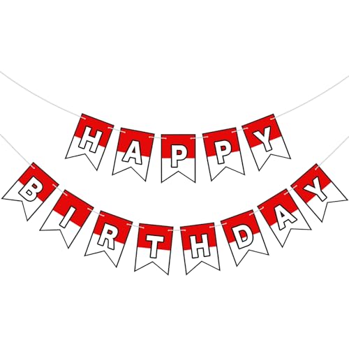 Vibrant Cartoon Anime Birthday Banner - Red & White Party Decor