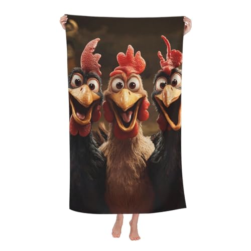 Funny Chicken Beach Towel - 31x51in Microfiber Quick Dry Towel