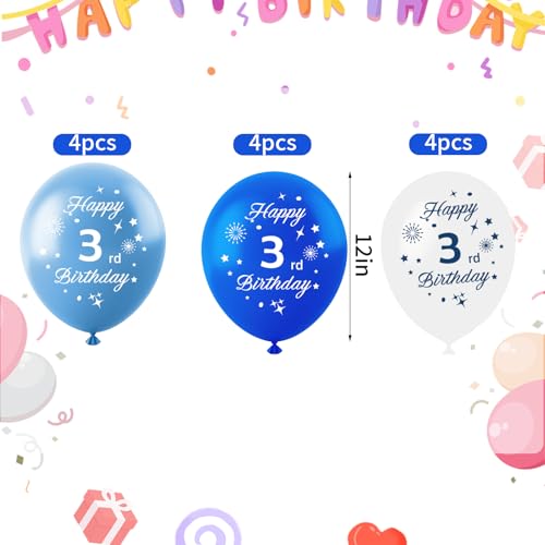 12-Inch Blue & White Confetti Balloons for 6th Birthday Party