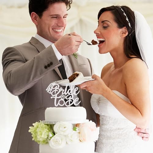Silver Glitter Bride to Be Cake Topper for Bachelorette Parties