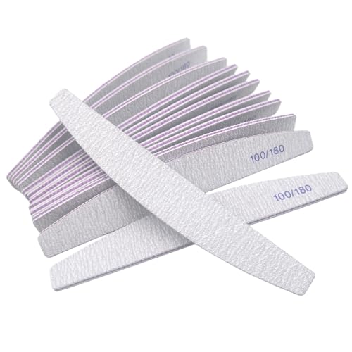 TIKIYOUN Curved Nail Files 12 Pcs - 100/180 Grit Dual-Sided Emery Boards
