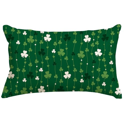 St. Patrick's Day Green Shamrock Throw Pillow Cover 12x20"