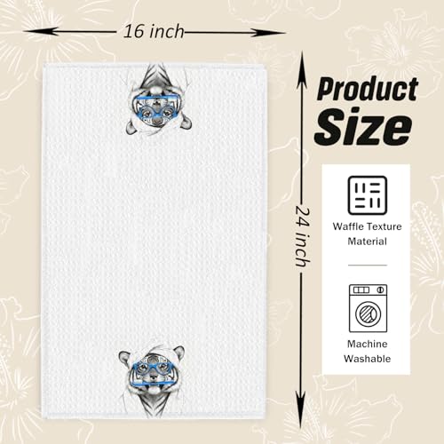 Funny Tiger Bathroom Hand Towel - 16x24 Inch Decorative Washroom Linens