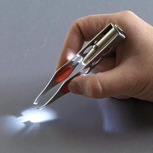 WLngtv Stainless Steel LED Tweezer for Eyebrow Grooming and Hair Removal