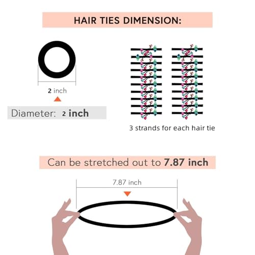 MaryLavender Thick Hair Ties with Heart Beads 20 Pack Ponytail Holders