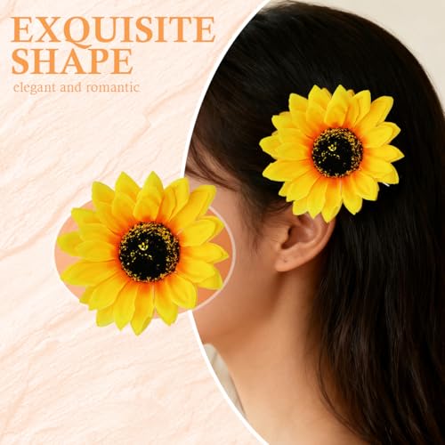 Erioctry 6PCS Sunflower Hair Alligator Clips 10cm Yellow Floral Barrettes