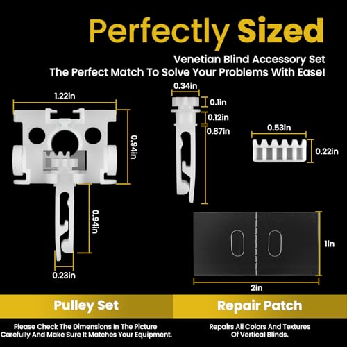 12 Sets Vertical Blind Repair Kit 0.19"W x 1.18"H with Stems, Gears & Pulleys