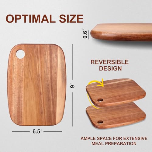 Acacia Wood Cutting Board - 9" x 6.5" with Hanging Hole