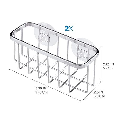 iDesign Gia Stainless Steel Dish Sponge Holder with Suction Cups, Polished
