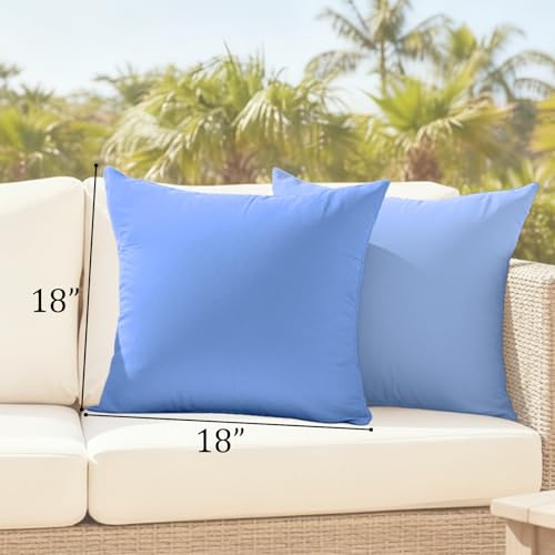 Blue 18x18 Throw Pillow Covers - Set of 2, Soft & Washable