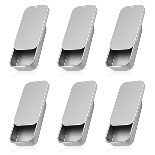 Slide-Top Aluminum Tin Containers 6-Pack - Mini Metal Boxes for Lip Balm and Small Items