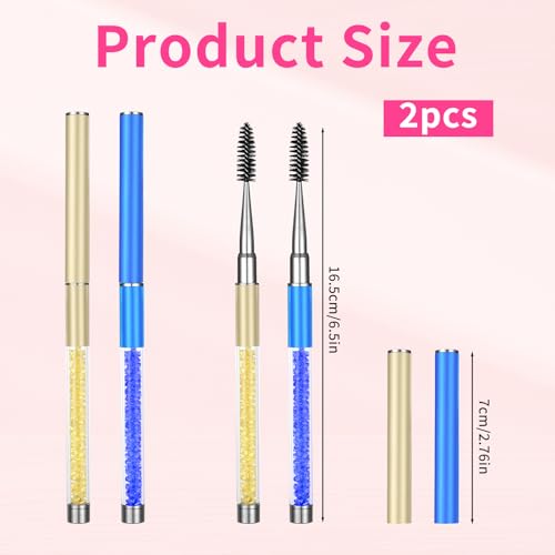 Qulkws 2 Pcs Capped Eyebrow Spoolie and Eyelash Brush, Portable Travel Makeup Brush Set