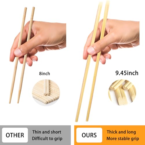 50 Pack of 9-Inch Disposable Bamboo Chopsticks with Purple Sleeves