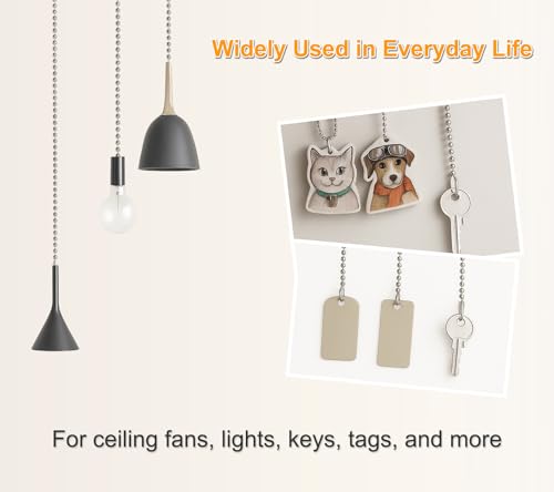 120-Inch Stainless Steel Ceiling Fan Pull Chain Extender with 12 Connectors