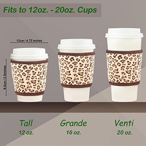 Reusable Velvet Coffee Sleeve with Insulation - 2-Pack, Leopard