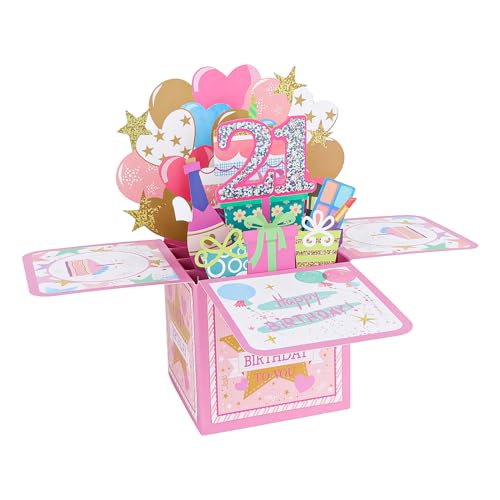 CIEHER 21st Birthday Pop Up Card - Unique 3D Greeting for Girls