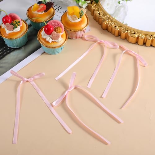 Pink Bow Cake Toppers - 20 Pcs Coquette Ribbon Bows for Wedding & Birthday