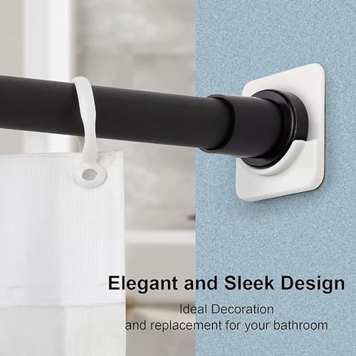 ICERO Shower Curtain Rod Holders - No Drill, Strong Adhesive, 2 Pack