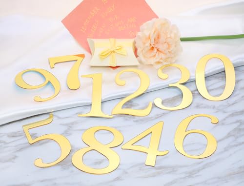 Large Acrylic Number Cake Toppers - Gold, 3.7 Inch, Birthday & Wedding Decor (10 Pieces)