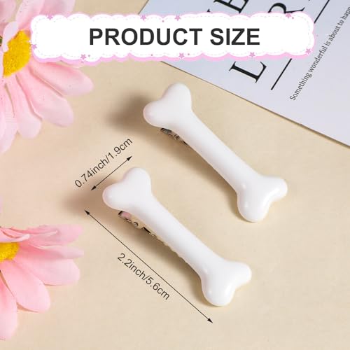 6 PCS White Dog Bone Hair Clips Cute Hairpins for Halloween Costumes