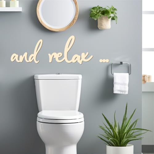 And Relax Wooden Bathroom Wall Art - Modern Rustic Decor