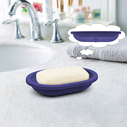 Self-Draining Soap Dish Holder - 2 Pack, Purple Oval Design