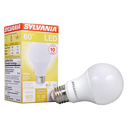 Sylvania A19 LED Light Bulb, 60W Equivalent, 800 Lumens, 3000K Warm White