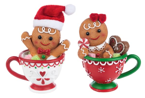 Gingerbread Cookie Figurines Set - Christmas Holiday Decor, 4-Inch