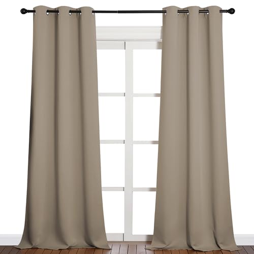 NICETOWN Taupe Blackout Curtains for Bedroom & Living Room, 42 x 95 inches, 2 Panels