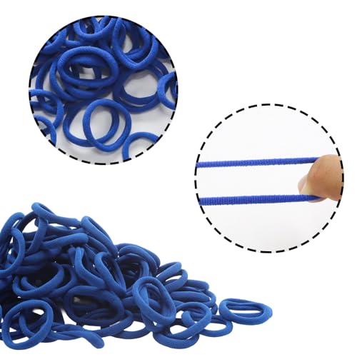 Yinluluna 100Pcs Royal Blue Hair Ties - Seamless Soft Nylon Ponytail Holders