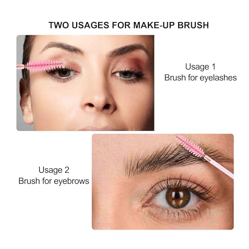 COCIDE 100Pcs Disposable Mascara Wands & Pink Lash Spoolies for Eyelash Extensions