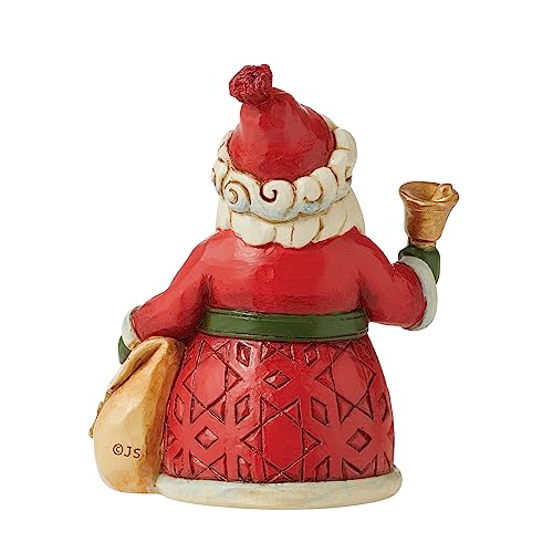 Enesco Jim Shore Heartwood Creek Santa with Bell and Bag Miniature Figurine, 3.54 Inch, Multicolor