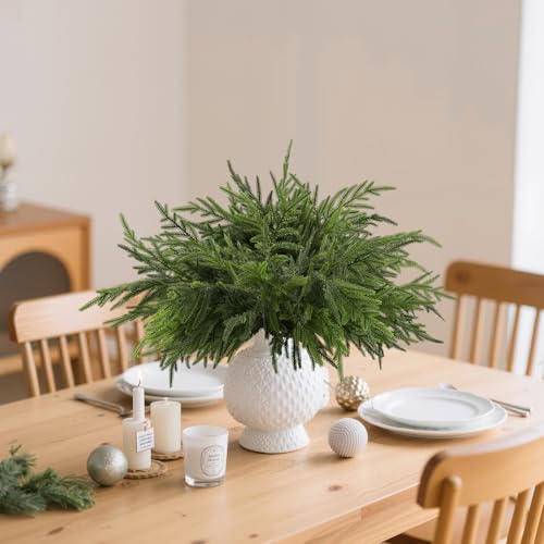 12Pcs 24 Inch Real Touch Norfolk Pine Branches Artificial Greenery for Christmas Decor
