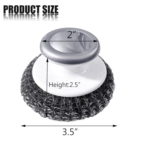 Heavy Duty Stainless Steel Wool Scrubber with Handle - 4 Pack