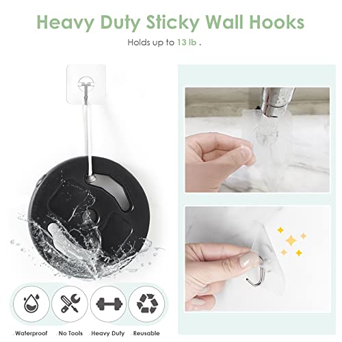 Lomrsiul Clear Adhesive Wall Hooks - 13 lb Heavy Duty, Waterproof, No Drill