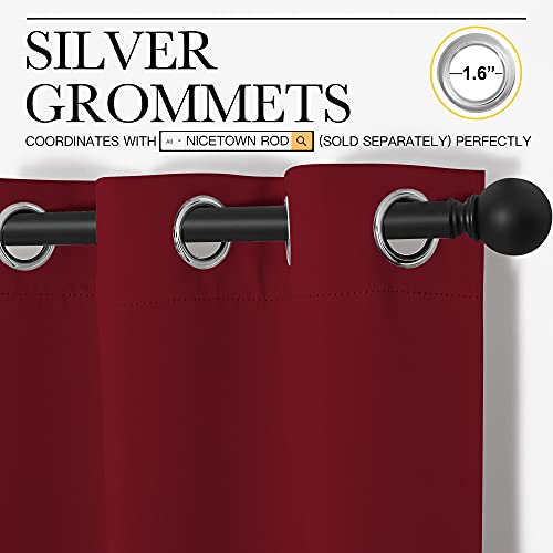 NICETOWN Burgundy Red Blackout Curtains 42"W x 68"L - 2 Panels