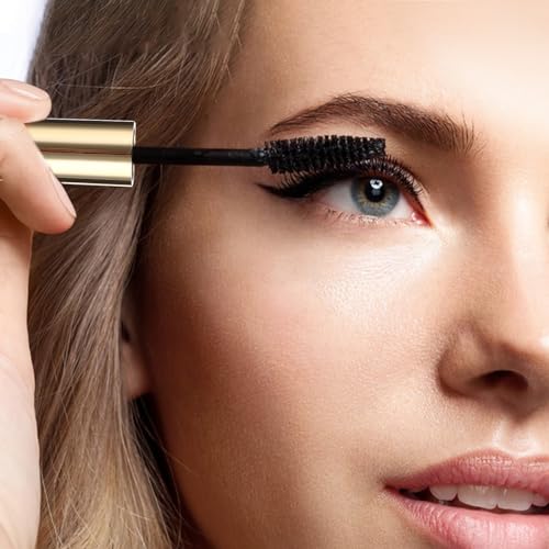 Tucnoeu 10ml Empty Mascara Tubes with Wands 5 Pcs - Gold Clear Refillable Castor Oil & Eyelash Serum Bottles