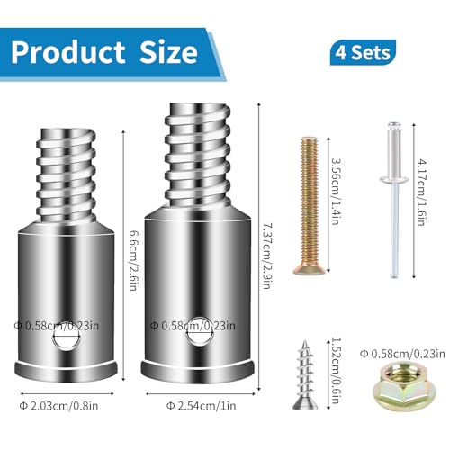 Universal Threaded Tip Replacement Kit for 0.8"/1" Poles - 4 Set