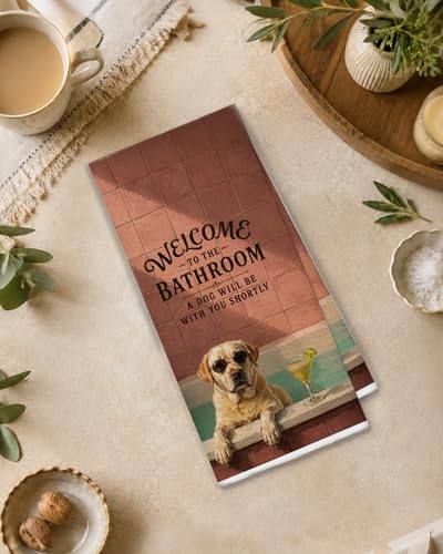 Labrador Funny Hand Towels - 16x24 Inch Rustic Dog Decor