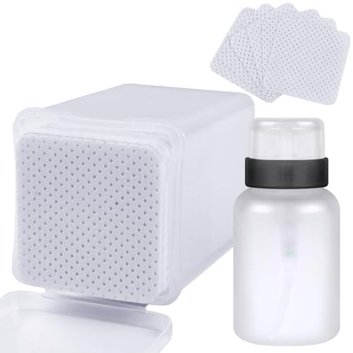 Lint-Free Nail Cotton Pads and Pump Dispenser Bottle Set