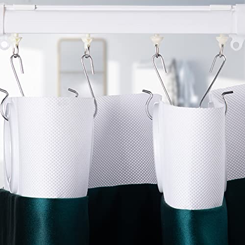 Jetec Shower Curtain Track Gliders and Hooks Set, White, 60-Piece Pack