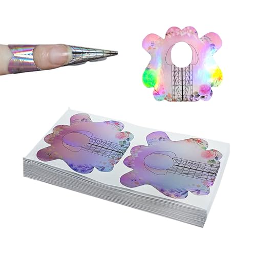 100PCS Laser Pink Acrylic Nail Extension Forms Self-Adhesive Poly Gel Guide Stickers
