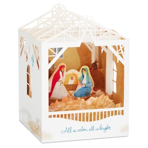 Illustrated Nativity Christmas Pop Up Card with Envelope - Religious Scene