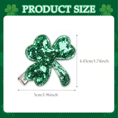 St. Patrick's Day Green Shamrock Sequin Hair Clips 2Pcs