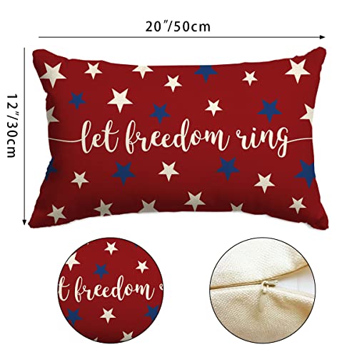 Patriotic 4th of July Pillow Cover 12x20 - Let Freedom Ring