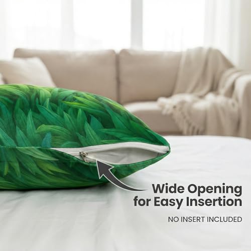 Green Grass Velvet Pillow Cover 18x18 - Soft Botanical Decor